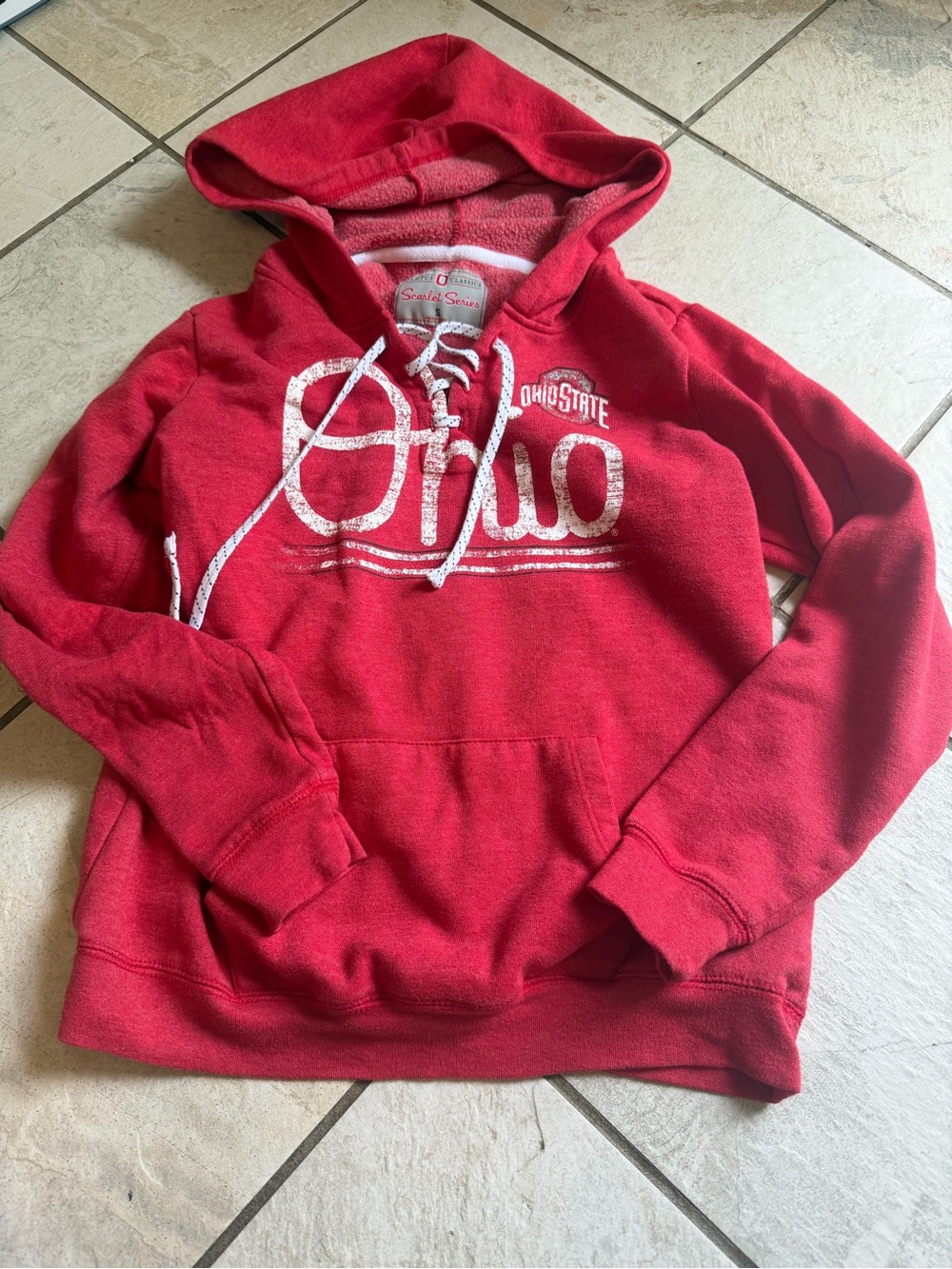 Lace-Up Red Hoodie Sweater - Women's